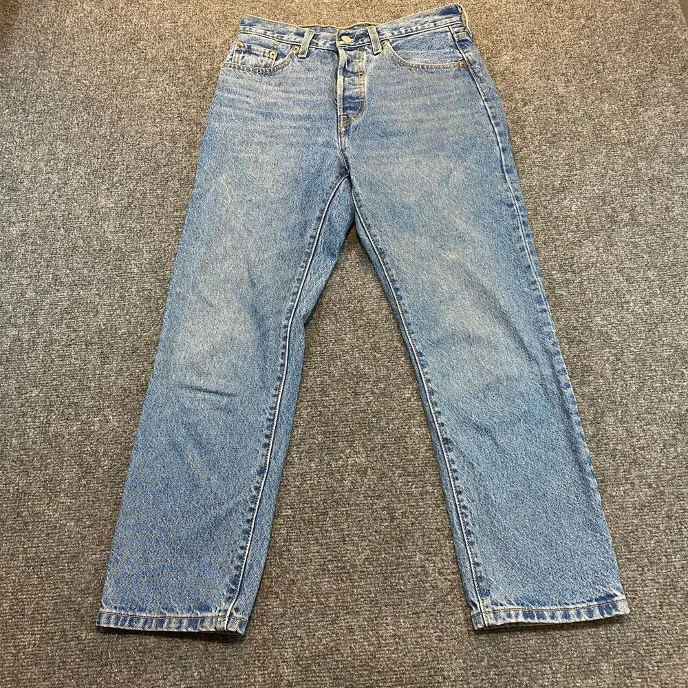 Levi's 501 Button Fly Straight Leg Medium Wash Jeans 25x26 100% Cotton